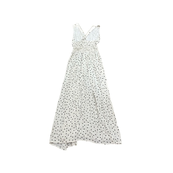 BSL White & Black Polka Dot Maxi Dress | Sleeveless V-Neck | Size Large - Picture 2 of 7